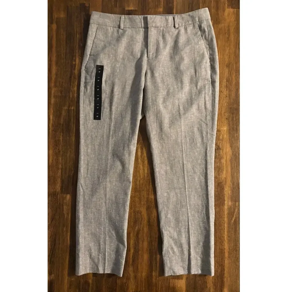 Banana Republic Women’s 4 Petite Avery Pant Straight Linen Cotton Stretch Ankle